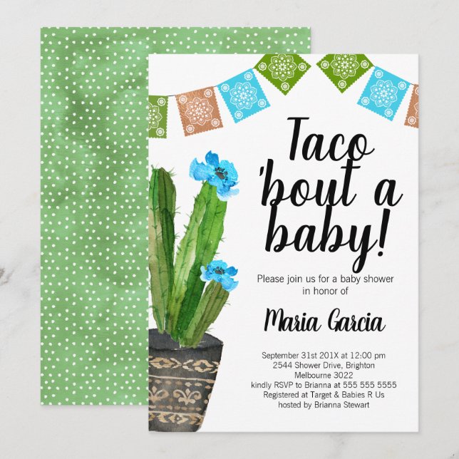 Boys Taco Bout A Baby baby Shower Invitation (Front/Back)