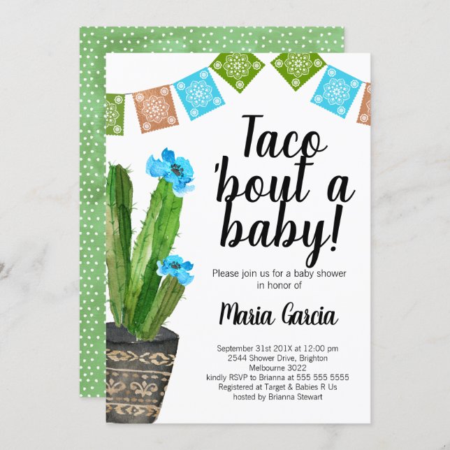 Boys Taco Bout A Baby baby Shower Invitation (Front/Back)