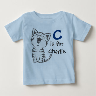 Boys Tee C is for Charlie with a cute cat