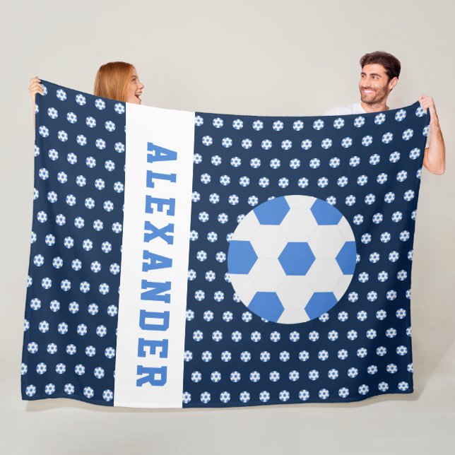 Boys Teenagers Sports Soccer Ball Personalized   Fleece Blanket (In Situ)