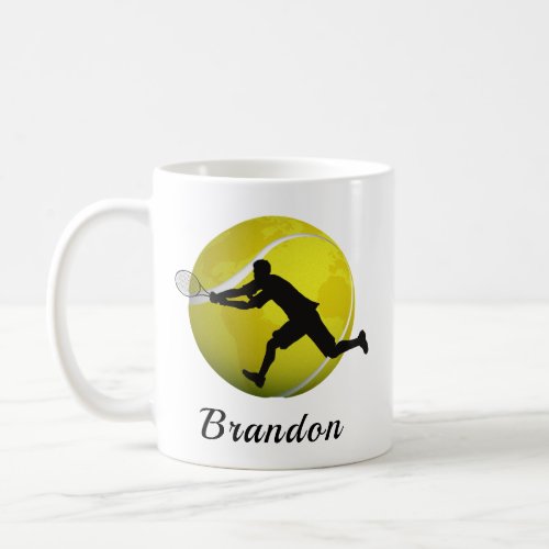 Boys Tennis Planet Ball  Player His Name Kids    Coffee Mug