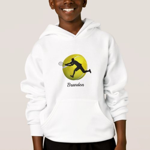 Boys Tennis Planet Ball  Player His Name Kids  Hoodie