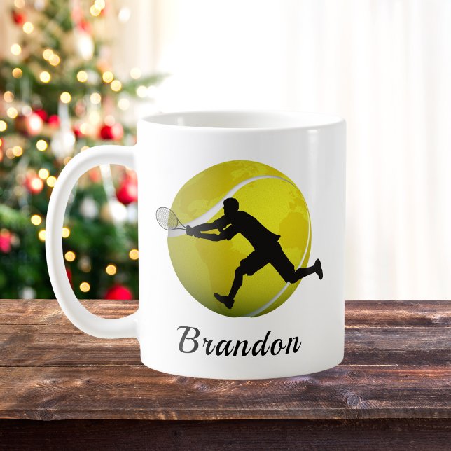 Boys Tennis Player Personalized Name Coffee Mug   (Creator Uploaded)