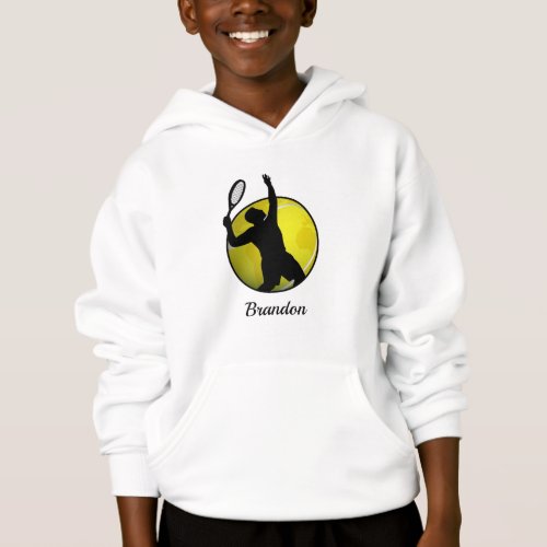 Boys Tennis World Ball  Player His Name Kids Fun Hoodie