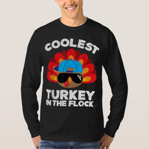 Boys Thanksgiving For Kids Toddlers Coolest Turkey T_Shirt