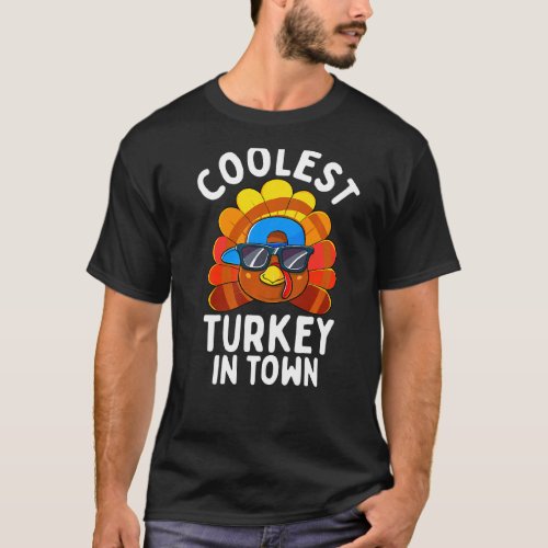 Boys Thanksgiving Kids Toddler Cute Coolest Turkey T_Shirt