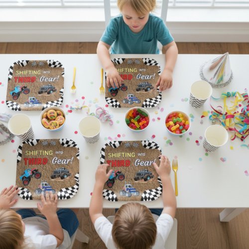 Boys Third Birthday Monster Truck Rally Paper Plates