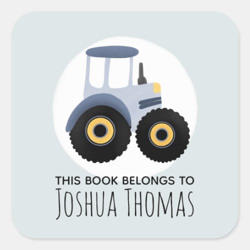 Boys This Book Belongs Blue Tractor Kids Bookplate