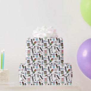 boys tiled traffic lights roads transportation wrapping paper