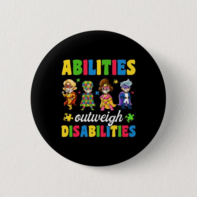 Boys Toddler Autism  Disabilities Awareness Button (Front)