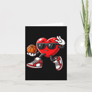 Boys Toddler Cute Heart Playing Basketball Valenti Card