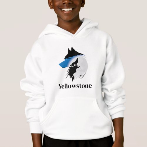 Boys Top Hooded Sweatshirt Yellowstone Wolf