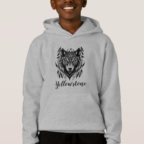 Boys Top Hooded Sweatshirt Yellowstone Wolf