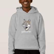 Boy's Top Hooded Sweatshirt Yellowstone Wolf Boy's Top Hooded Sweatshirt Yellowstone Wolf