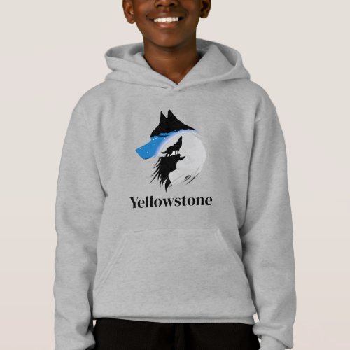 Boys Top Hooded Sweatshirt Yellowstone Wolf