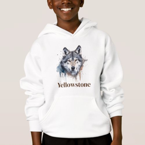 Boys Top Hooded Sweatshirt Yellowstone Wolf