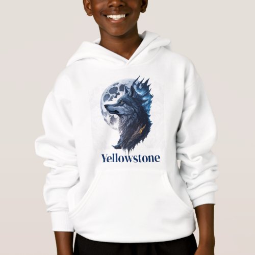 Boys Top Hooded Sweatshirt Yellowstone Wolf