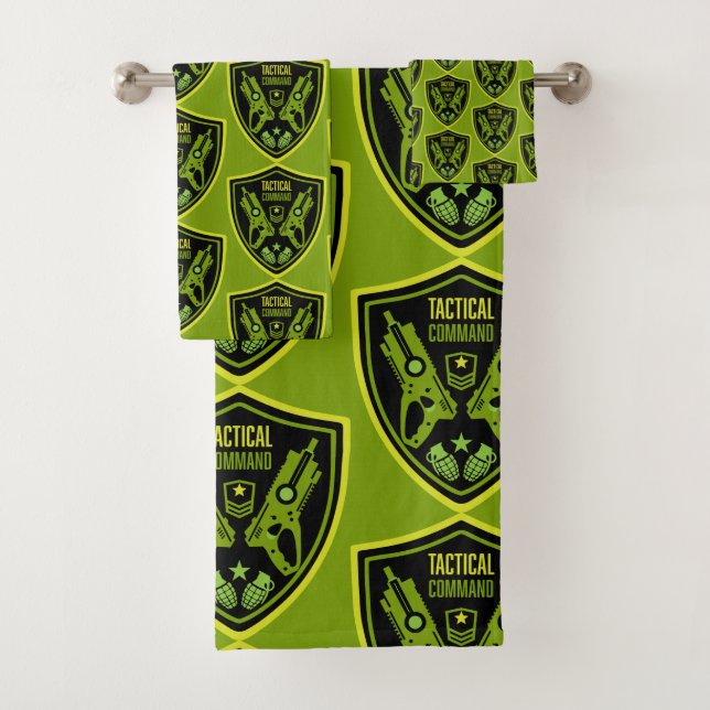 Boys Toy Dart Gun Battle Bath Towel Set (Insitu)