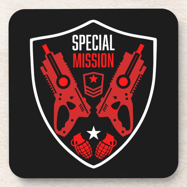 Boys Toy Dart Gun Battle Beverage Coaster (Front)