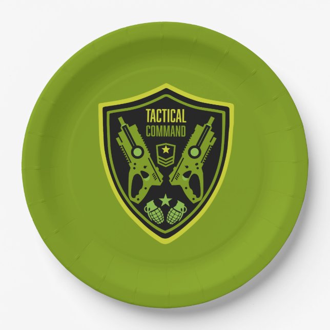 Boys Toy Dart Gun Battle Paper Plates (Front)