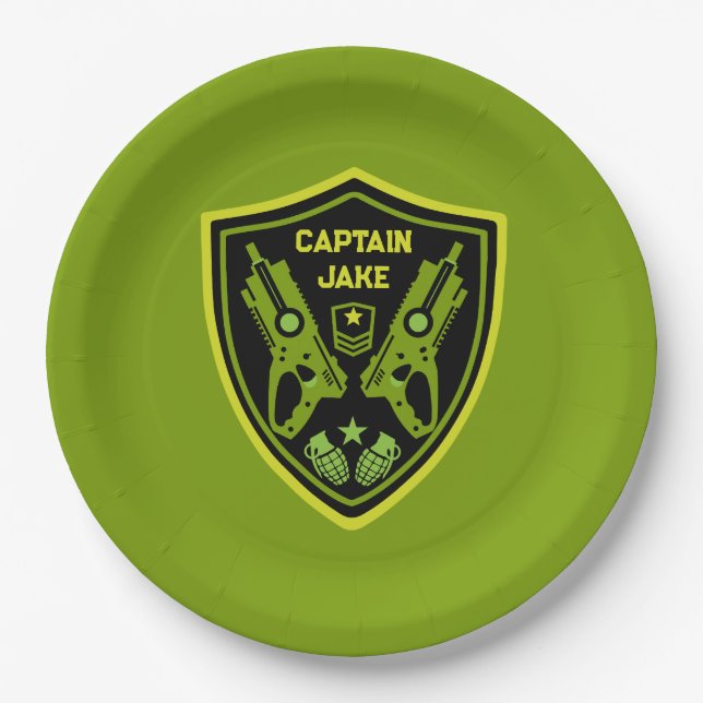 Boys Toy Dart Gun Battle Paper Plates (Front)