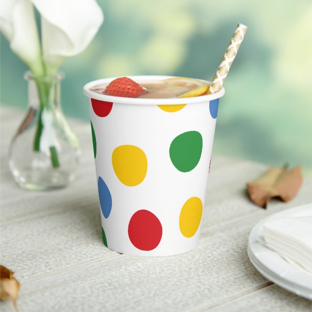 Boys Toys Birthday Primary Colors Polka Dots Paper Cups (Insitu)