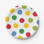 Boys Toys Birthday Primary Polka Dots Paper Plates