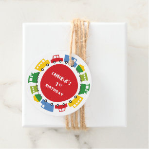 Boys Toys Colorful Fun Transport Birthday Party Favor Tags