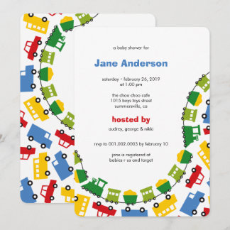 Boys Toys Colorful Transport Cute Boy Baby Shower Invitation