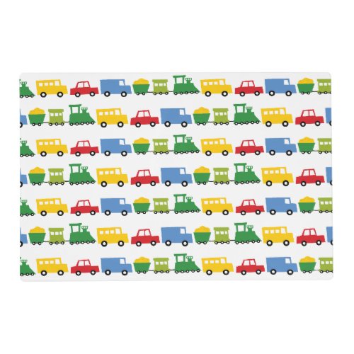 Boys Toys Colorful Transport Kids Birthday Party Placemat