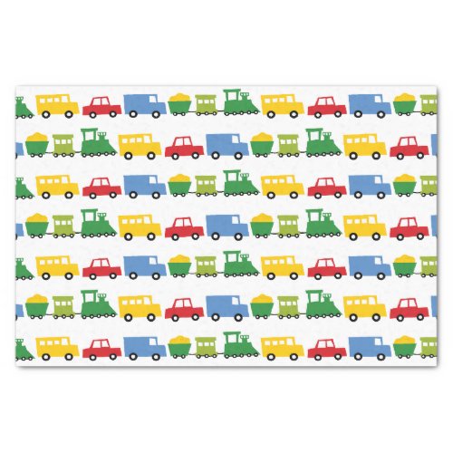 Boys Toys Colorful Transport Kids Birthday Party Tissue Paper