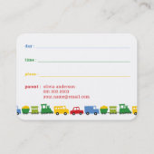 Boys Toys Colorful Transport Kid's Photo Play Date Calling Card (Back)