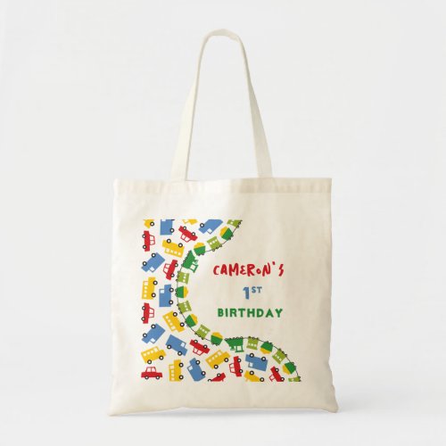 Boys Toys Fun Colorful Transport Birthday Party Tote Bag