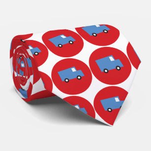 Boys Toys Fun Cute Retro Transport Blue Truck Dots Neck Tie