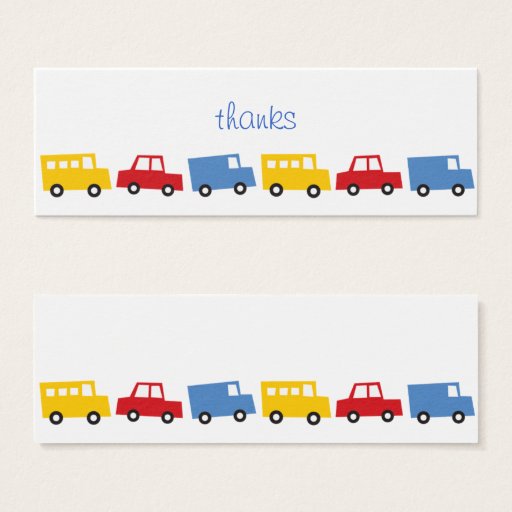 Customizable Birthday Boy Toys Colorful Cars Trains Bus Trucks Business Cards