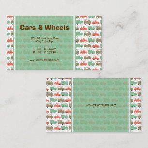 Boys Toys Fun Retro Pastels Cute Cars Trucks Buses Business Card