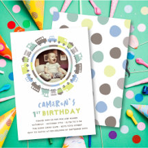 Boys Toys Fun Transport Photo 1st Birthday Party