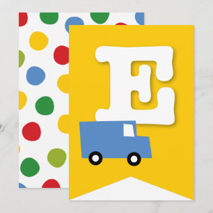 Boys Toys Kid's Birthday Party DIY Bunting Banner Invitation