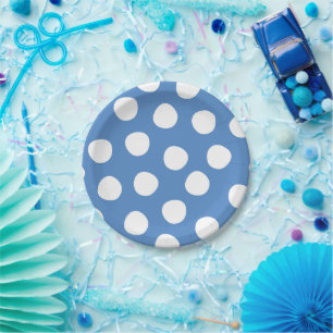 Boys Toys Kids Birthday Party Polka Dots On Blue Paper Plates