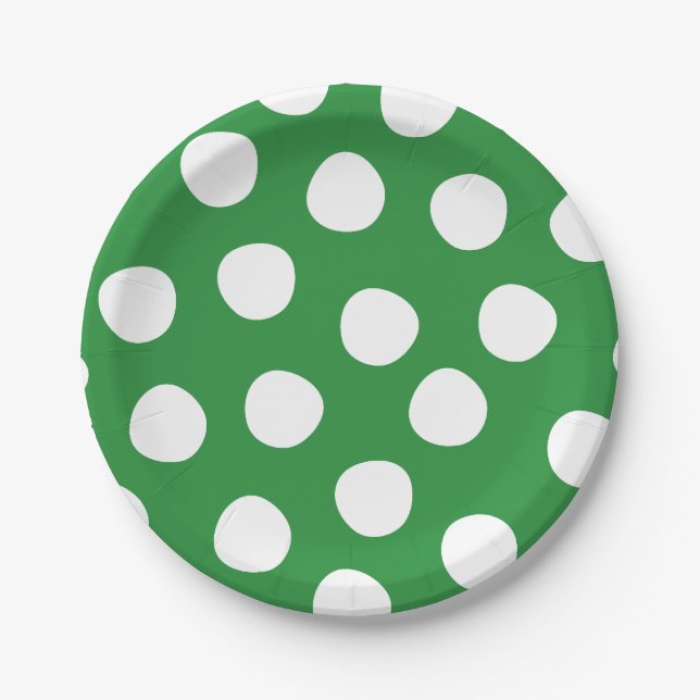 Boys Toys Kids Birthday Party Polka Dots On Green Paper Plates (Front)