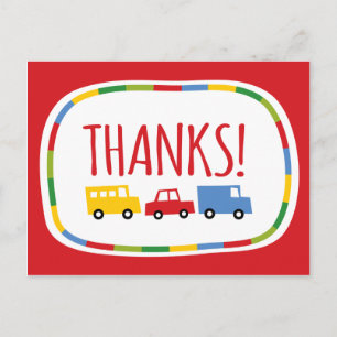 Boys Toys Kid's Birthday Party Thank You Note Card