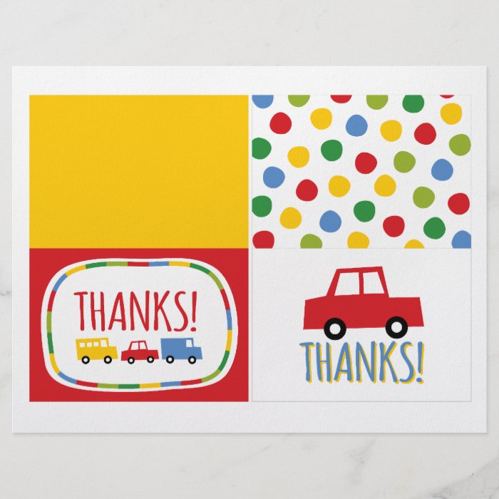 Boys Toys Kid's Birthday Party Thank You Note Card Flyer