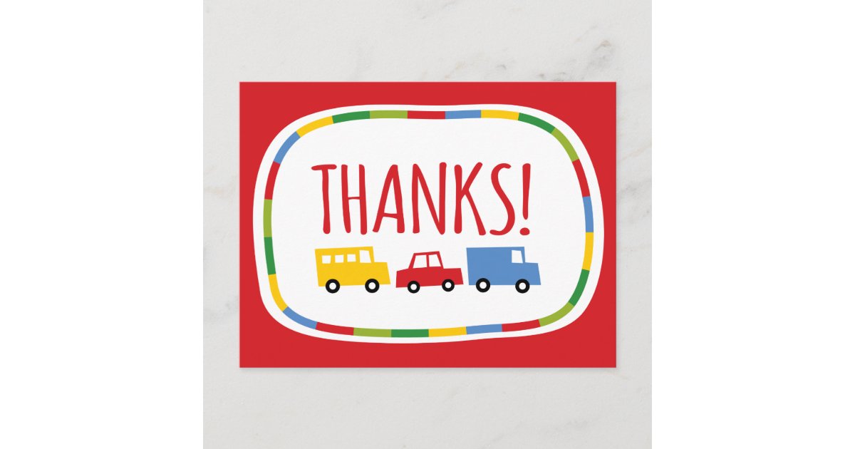 Boys Toys Kids Birthday Party Thank You Postcard Zazzle Com