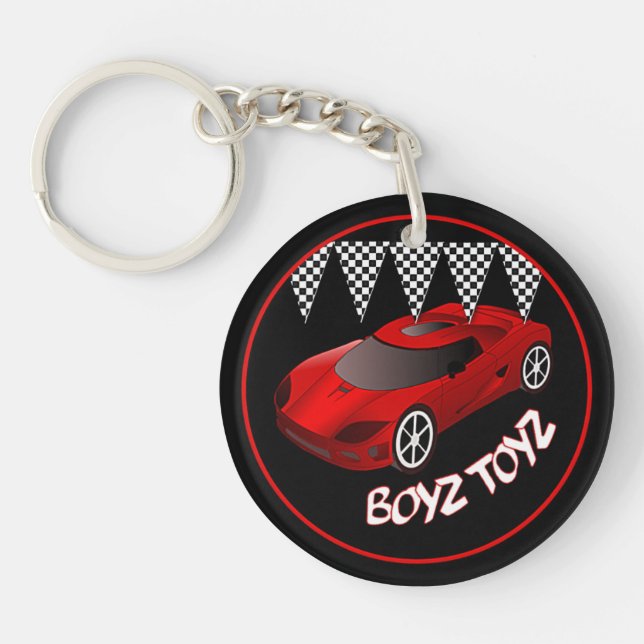 Boys Toys Red Sports Car Acrylic Key Chain (Front)