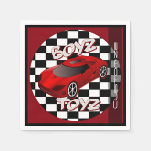 Boys Toys Red Sports Car Napkins