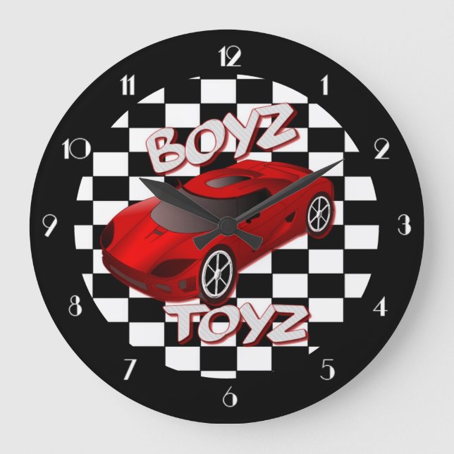 Boys Toys Red Sports Car Wall Clock 2 (Front)
