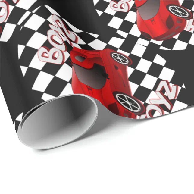 Boys Toys Red Sports Car Wrapping Paper | Zazzle