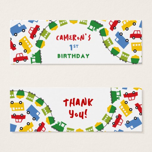 Customizable Birthday Boy Toys Colorful Cars Trains Bus Trucks Business Card Templates