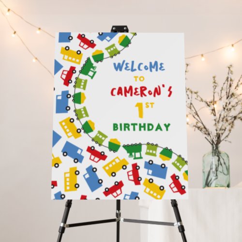 Boys Toys Transport Birthday Party Welcome Sign