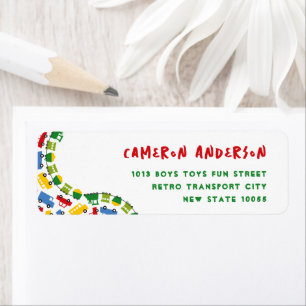 Boys Toys Transport Car Bus Truck Train Address Label